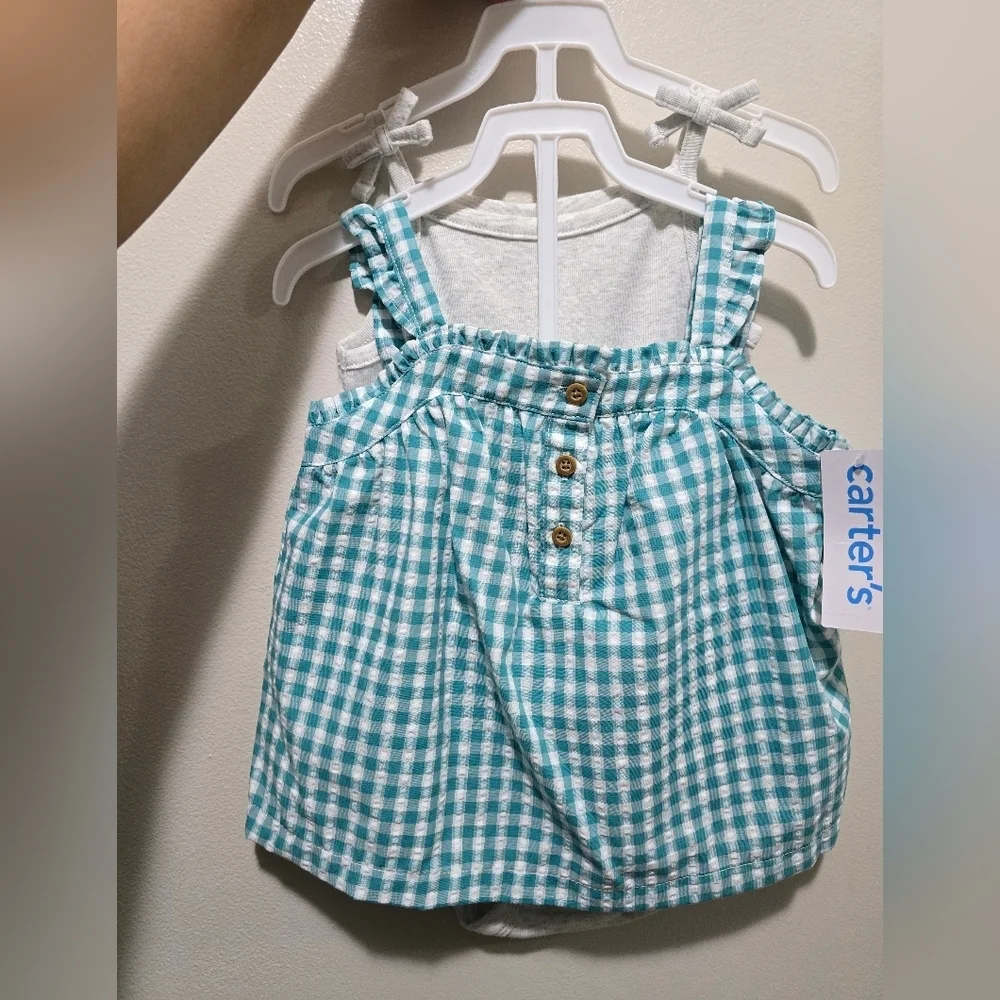 Carter's Turquoise Gingham Baby Dress & Bodysuit